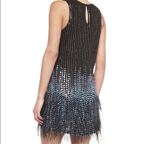 Parker Allegra Embellished Dress with Feather Hem - Picture 2 of 4